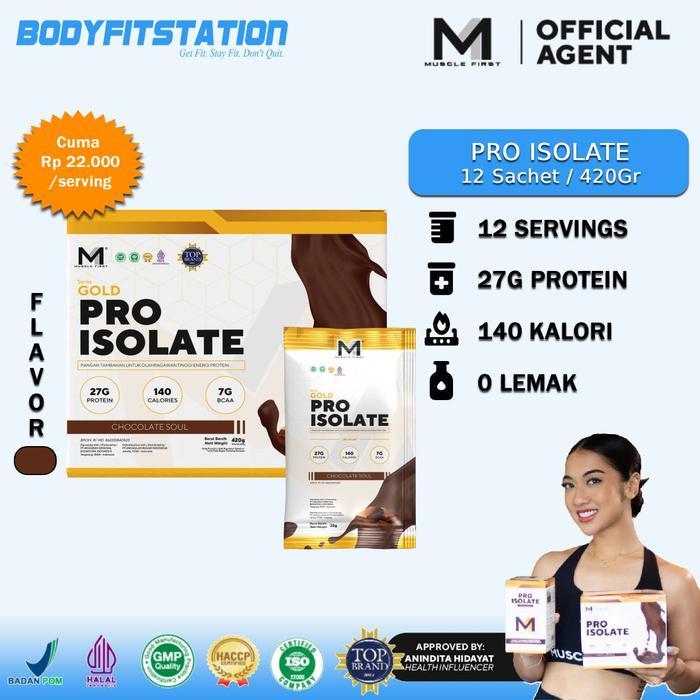 Muscle First Pro Isolate 1 box 12 Sachets - Suplemen M1 Susu whey protein bodyfit bodyfitstation