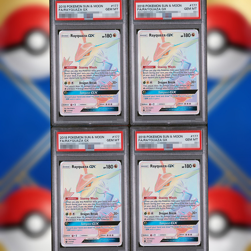 PTCG Rayquaza GX Rainbow Secret Rare Celestial Storm 177/168 Points 9 MINT EN- Collection Card Self