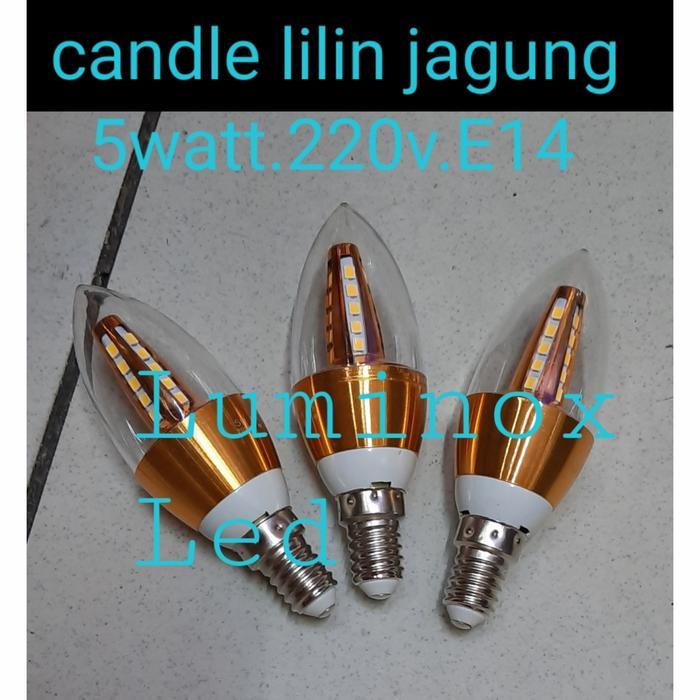 NEW candle led jagung 5watt 5w e14 lampu lilin crystal E14 led 5 watt 5 w Diskon