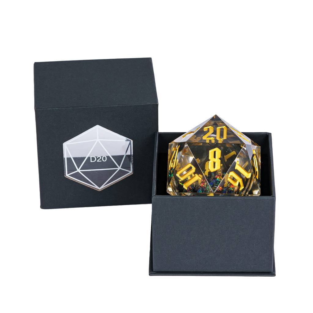 Cusdie 55MM D20 Sharp Edges Dice Plum Blossom Stickers 20 Sided Dice Quicksand D20 Polyhedral Dice