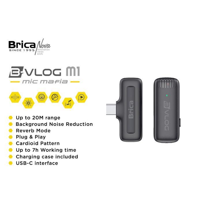 Brica B-Vlog M1 Wireless Clip On Microphone With Charging Case Type C Terlaris