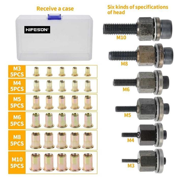 Kepala Baut Rivet Nut Gun 36 PCS Kepala Hand Rivet Manual