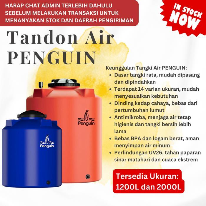 TANGKI/ TANDON/ TOREN AIR MERK PENGUIN UKURAN 1200-2000L - Biru, 1200L
