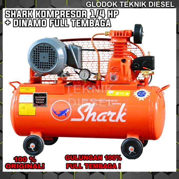 SHARK 1/4 HP Kompresor Angin + 1 Liter Oli Kompresor - +Dinamo China