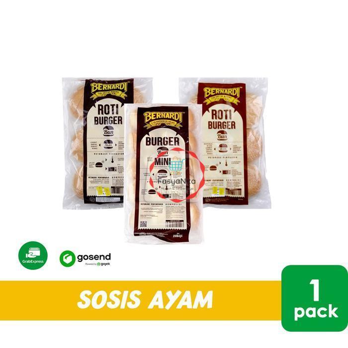 READY STOCK Bernardi Roti Burger Bun Polos/Wijen/Mini 1 Pack (KHUSUS INSTANT) - Polos Besar- Anita