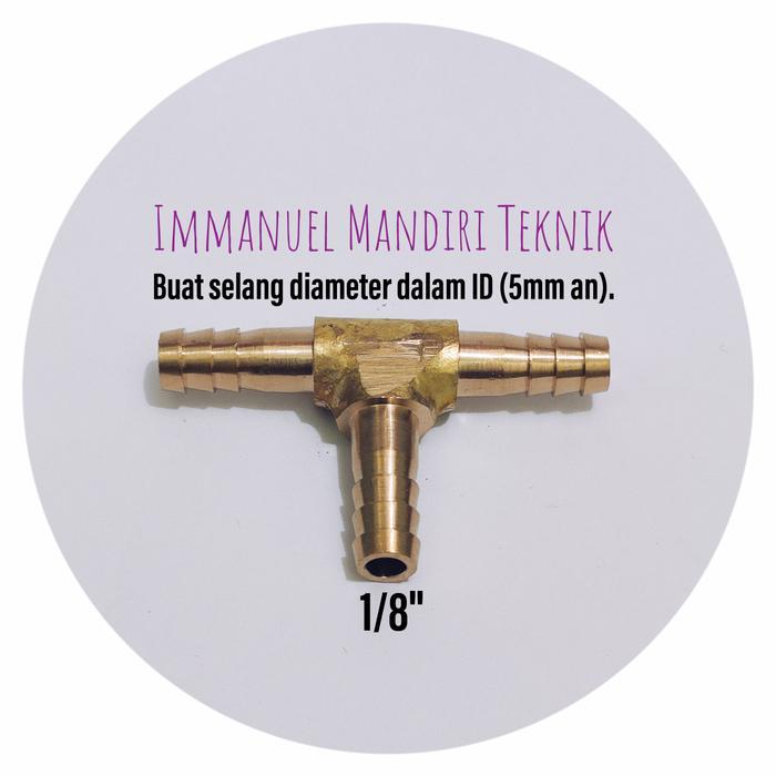 Tee Selang 1/8 Kuningan / Sambungan Selang Cabang 3 / T Selang 5Mm