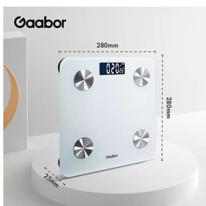 Gaabor Timbangan Digital Gws-M02A Smart Body Fat Scale Led Bluetooth, Timbangan Badan Kaca Tempered,