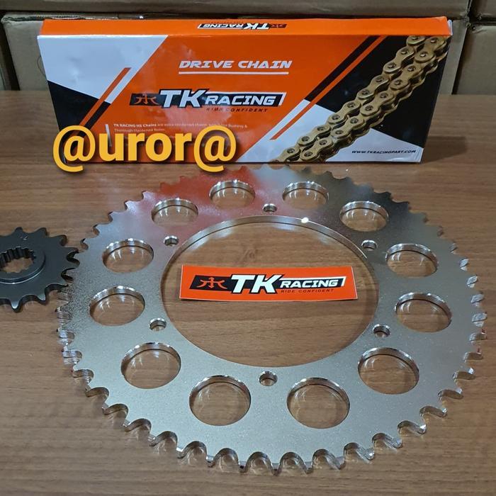 GEAR SET TK KLX 230 / 250 & RANTAI TK 520 HS GOLD ORIGINAL@