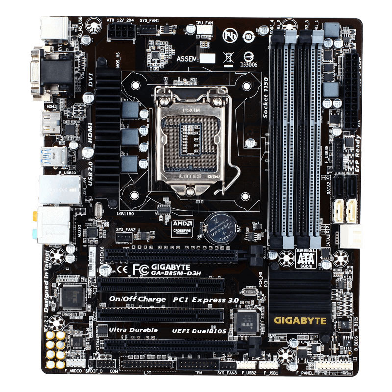 . Used Gigabyte Ga-B85M-D3H Desktop Motherboard B85 Socket Lga 1150 I7 -