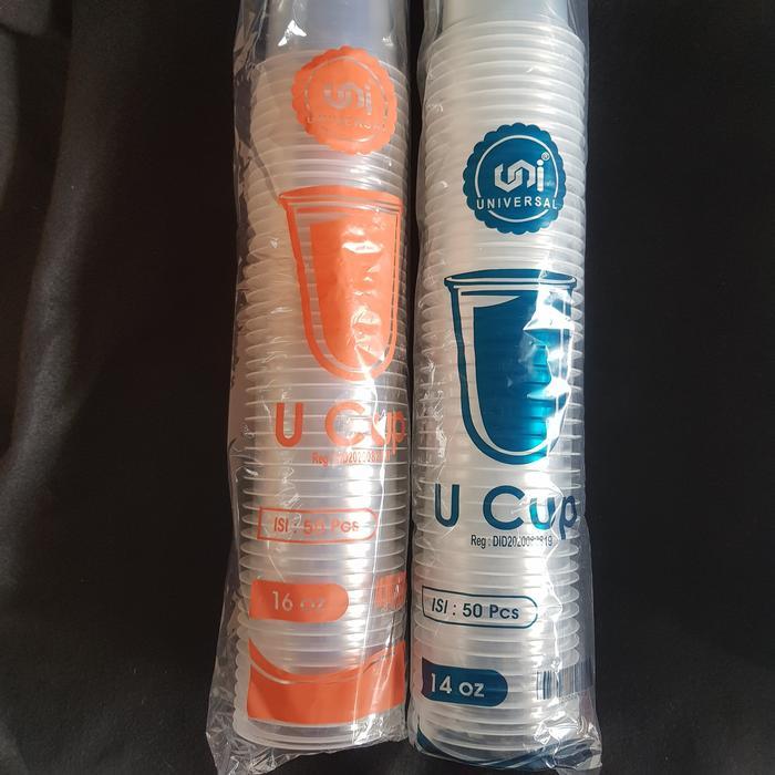 50Pcs Gelas Oval / Gelas Cup Oval Ukuran 14Oz 16Oz 18Oz 22Oz / Gelas Plastik Oval