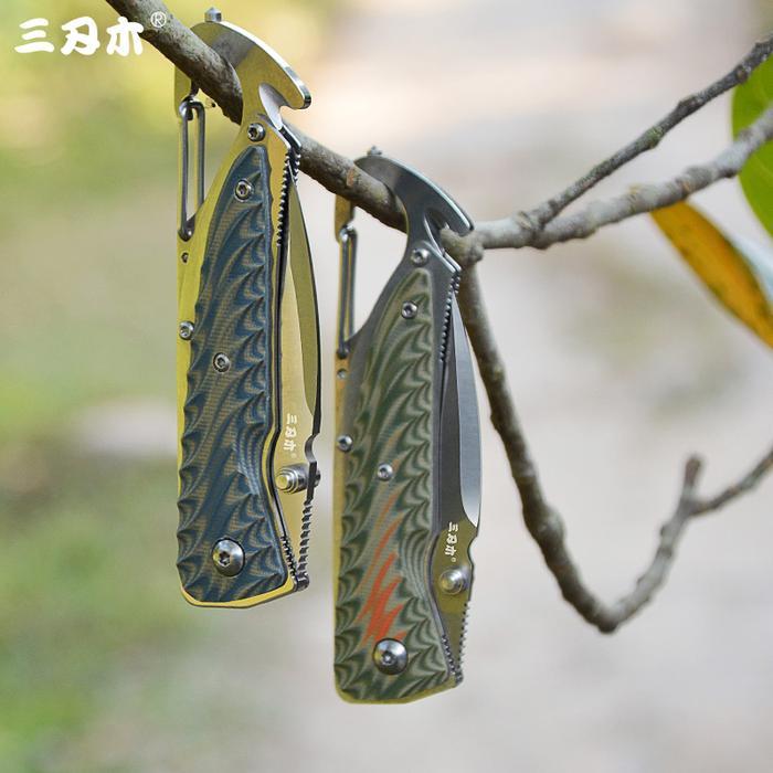 Sanrenmu 7053 Classic Sharp_Pocket Folding Knife 12C27 Blade Survival tdoor Camping Hunting Tactical