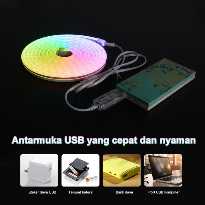 LAMPU LED RGB 5 VOLT REMOTE CONTROL DAN ANTARMUKA USB BLUETOOTH AMBIENT LIGHT STRIP 2-5 METER NEON