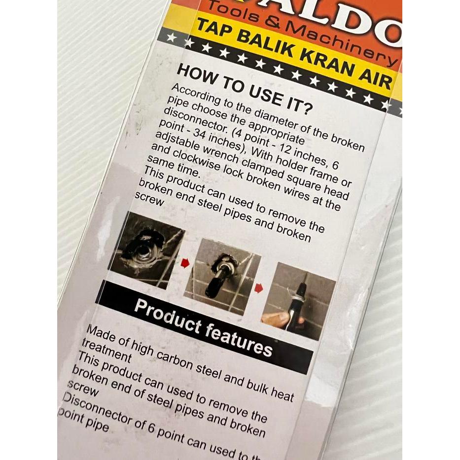 ID TAP BALIK KRAN AIR 1/2" / ALAT CABUT PEMBUKA KRAN AIR PATAH