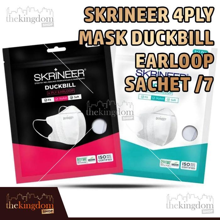 Skrineer Mask Duckbill 4ply Earloop Masker Sachet 4 Ply Lapis Stylish Pengait Hitam Putih /7