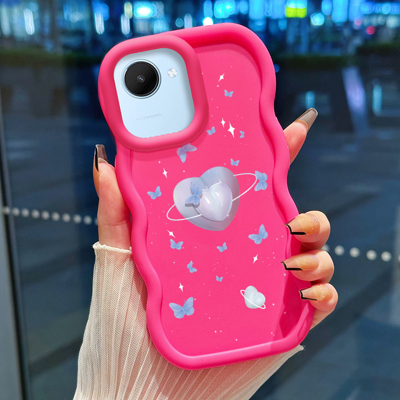 Casing Hp Untuk Realme C30 C30s Narzo 50i Prime Case Hati Persik Cesing Polos Kasing Macaron gelomba