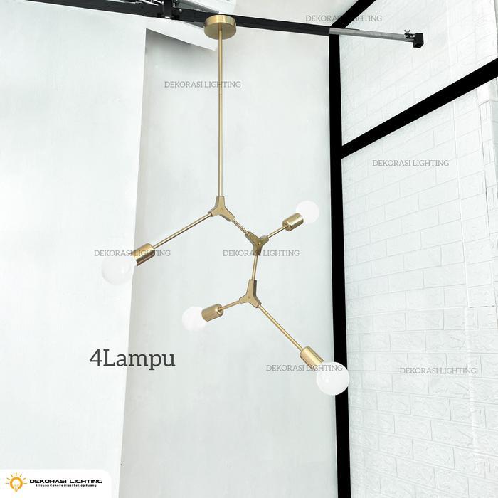 Lampu gantung void tangga gold hitam flexible 4Lampu 7Lampu ruang tamu minimalis