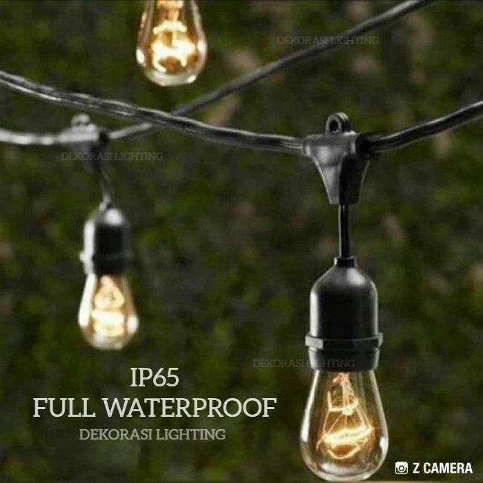 kabel lampu gantung 15m 30fiting jarak 50cm outdoor waterproof 15meter