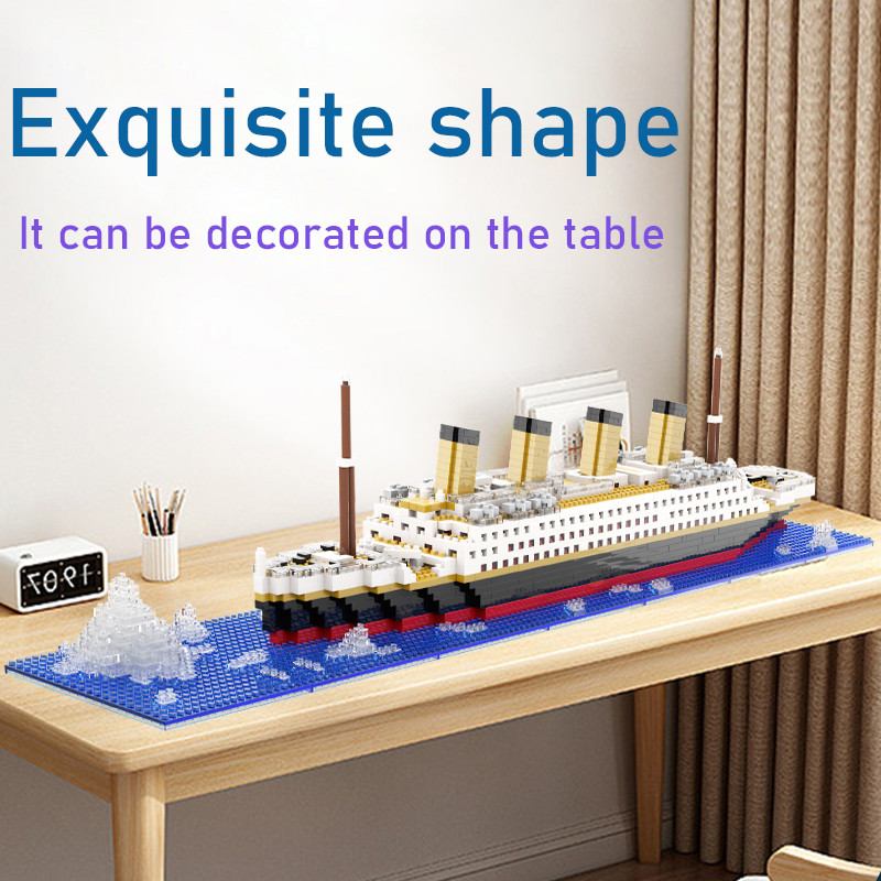 Small Particle Building Block Assembly Toy Titanic Giant Boy Girl Puzzle Cruise Ship Brick Model Kit