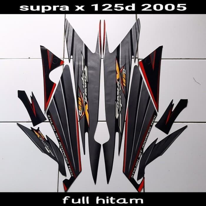 stiker striping body motor Supra X 125D 2005 Full Hitam