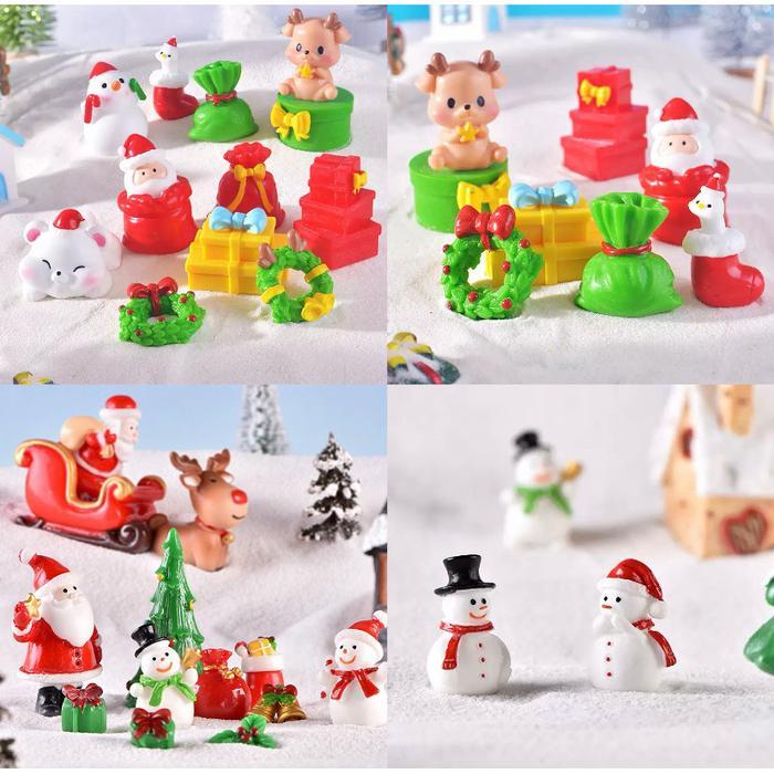 NEW Ornamen Natal / Hiasan Natal Santa Snowman Deer / Hadiah Natal / Patung Kecil Natal Diskon