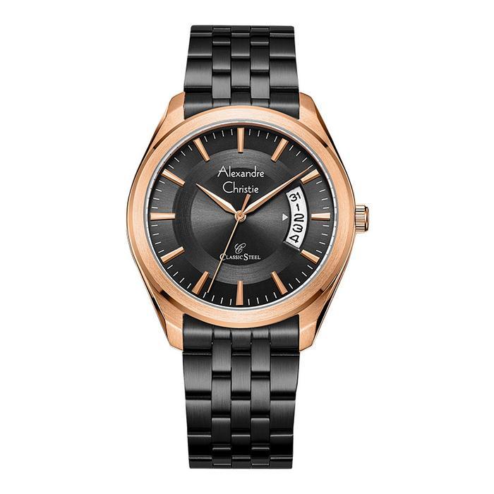 Jam Tangan Pria Alexandre Christie Classic Steel AC 8674 MD BBRBA Men Black Dial Black Stainless