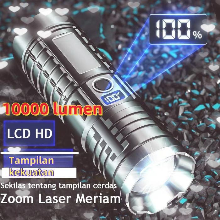 Senter LED Super Terang Anti Air Rechargeable Zoom 90000 Lumens Dengan Baterai 26650 - Cocok untuk