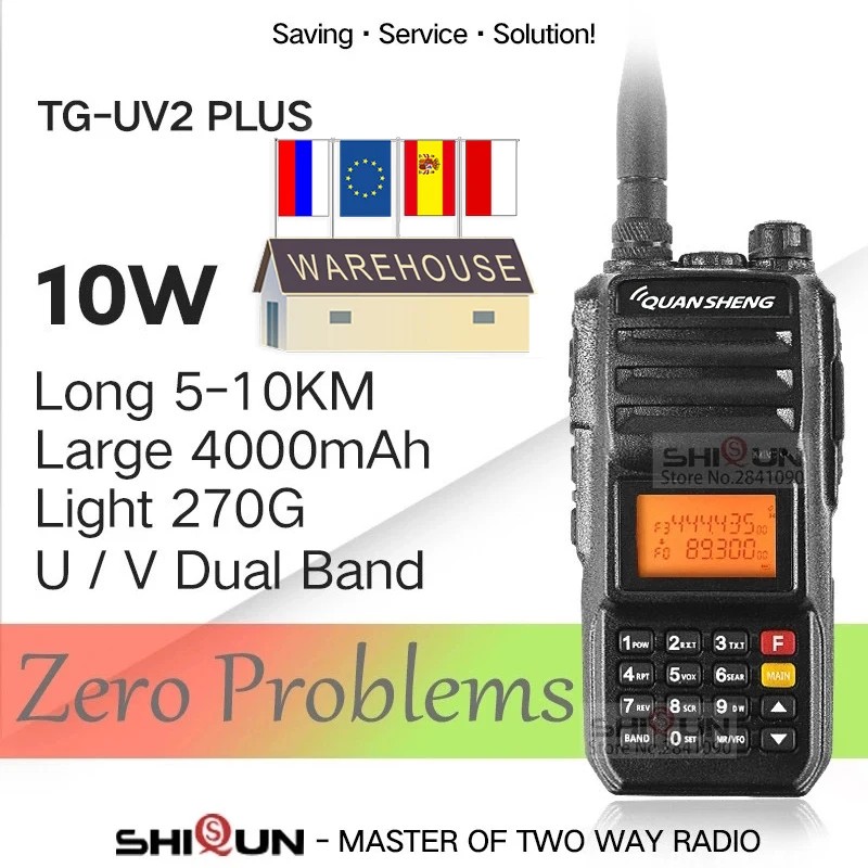 Walkie-Talkie 10 KM QuanSheng TG-UV2 Plus 10W Long Range Talkie Walkie 10KM 4000mah VHF UHF Dual Ban