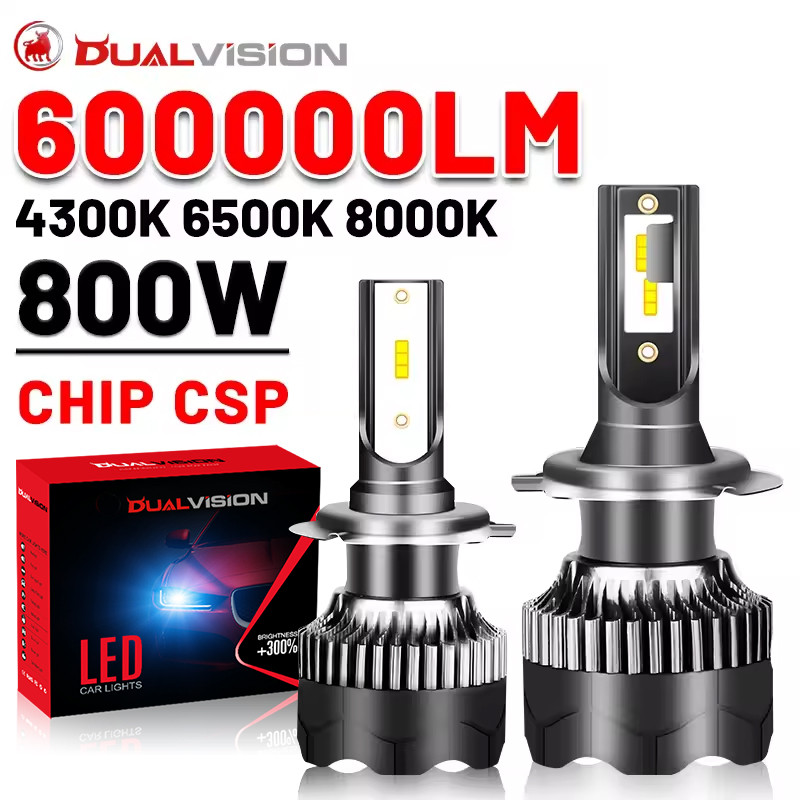 Dualvision H4 LED H7 Canbus 600000LM 800W CSP Chips 4300K 6500K 8000K H1 H11 H8 HB3 9005 HB4 9006