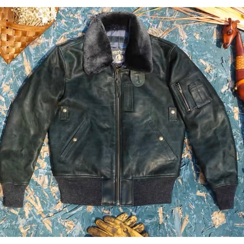 . .Super Full Grain Cow Leather Jacket.Classic B15 Winter -