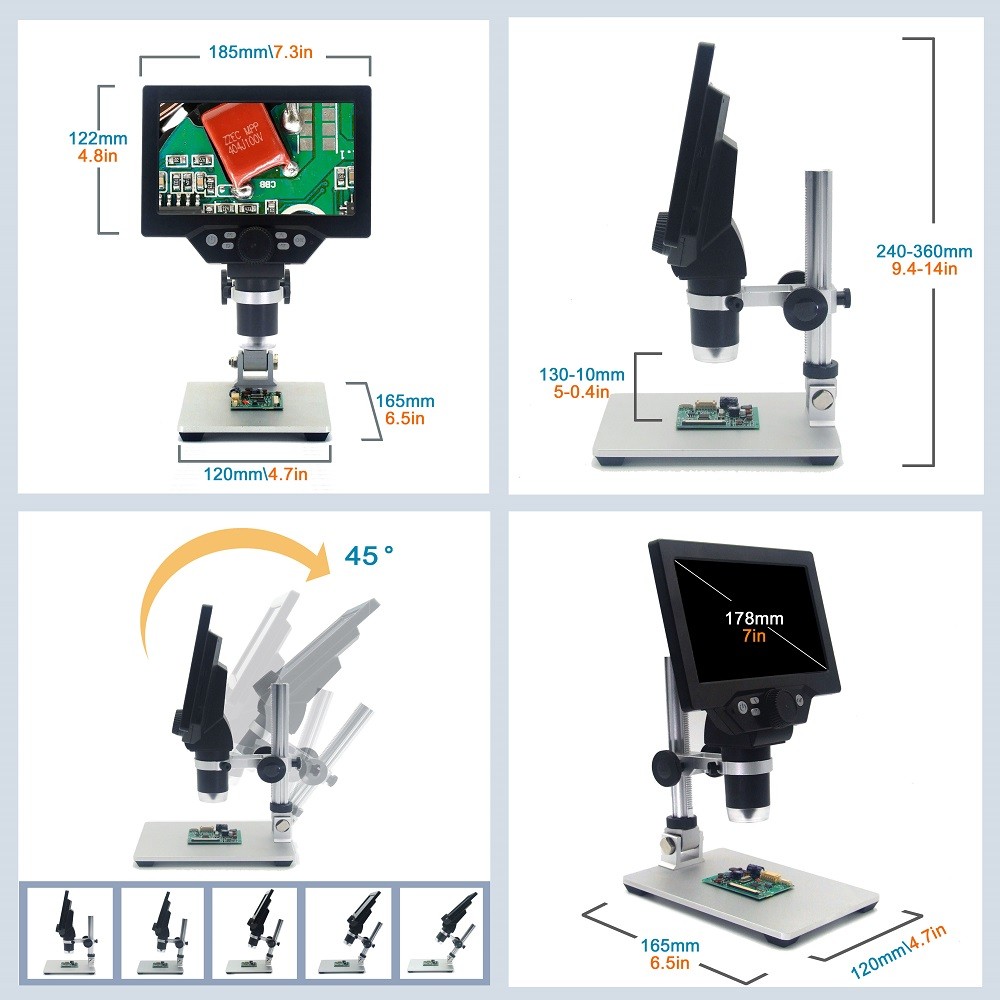 . G1200 7 12Mp 1-1200X Microscope Digita Microscope Digital Electronic -