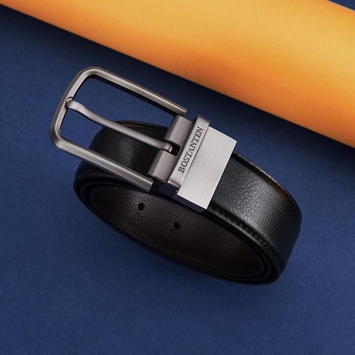 BOSTANTEN Sabuk Ikat Pinggang Pria Warna Hitam Bahan Kulit Sapi Asli
