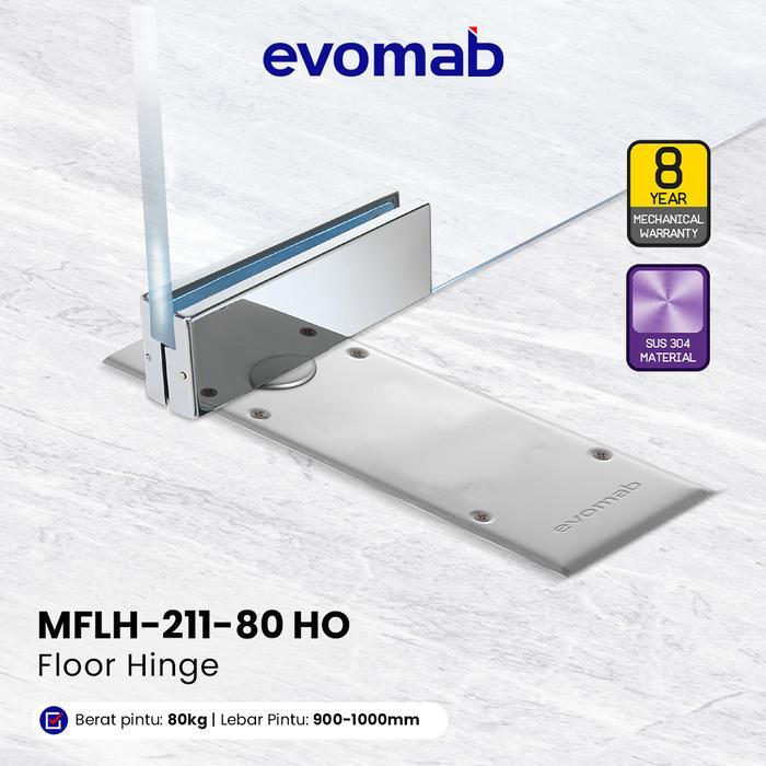 evomab Floor Hinge Engsel Lantai Tanam Pintu Kaca Hold Open