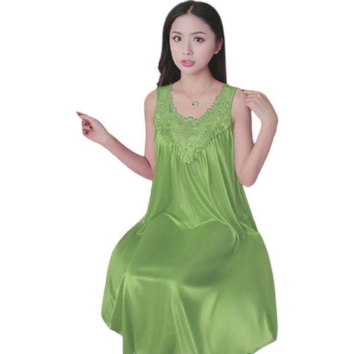 Natalie Beachwear - { Cozy } Big Size Jumbo Wanita Gaun Tidur Malam Deep Brukat Flower Satin Premium