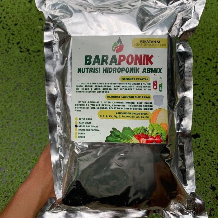 Baraponik Ab Mix Nutrisi Hidroponik Buah Melon 5 Ltr Baraponik Kemasan 2 Bungkus Nutrisi A Dan B