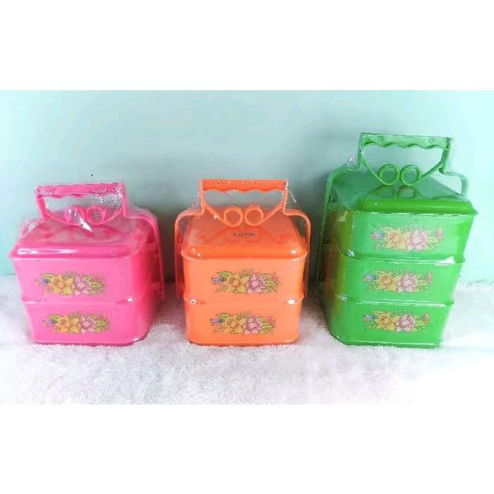 Rantang Ukir KOTAK / Rantang Plastik Murah / Rantang Susun Plastik / Rantang Piknik