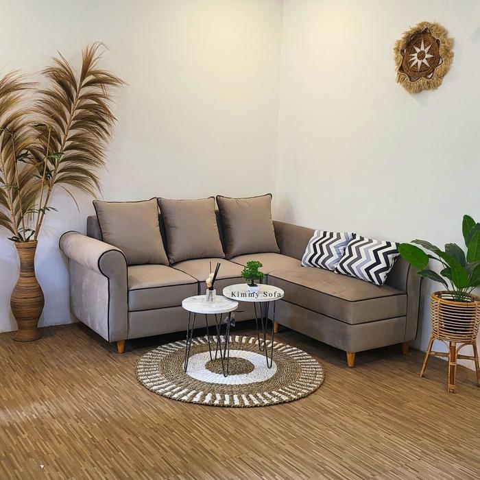 KIMMYSOFA L Retro Classic Bludru Micaila sofa ruang tamu - Bludru String, Sofa