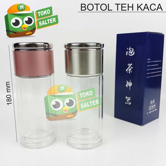 ID BOTOL MINUM DOUBLE KACA BOTOL TEH KACA PENYARING TEH