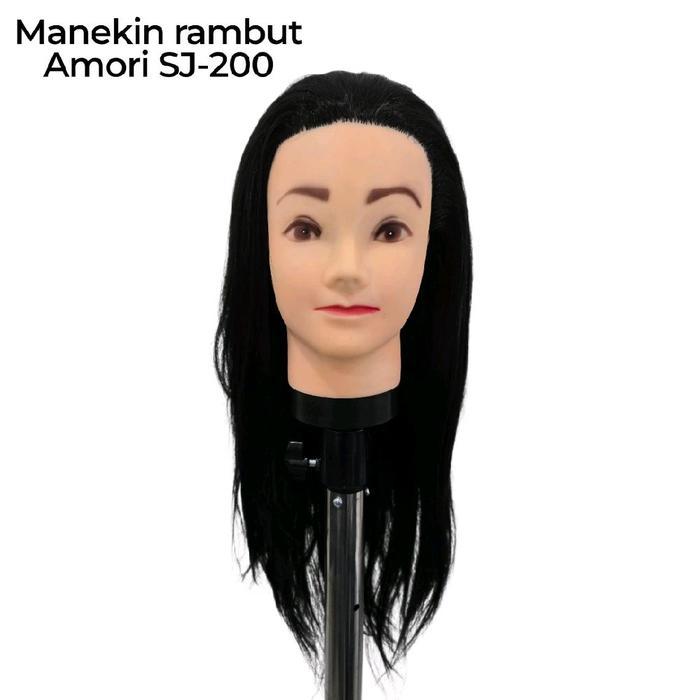 Manekin Rambut Amori Sj-200 / Patung Rambut / Patung Kepala / Manekin Rambut Sintetis Panjang 60Cm