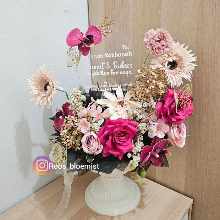vas karangan bunga meja akrilik besar acrilic artificial bloom box bucket buket