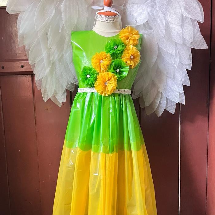Baju Daur Ulang Plastik Kostum Karnaval Anak bunga Fashion