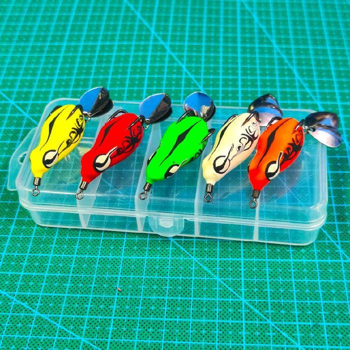 5 pcs soft frog double blade gratis box lure