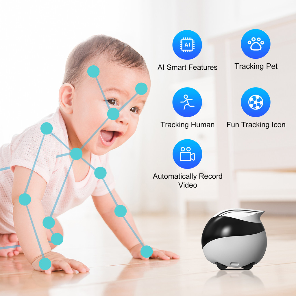 . Enabot Security Monitor Home Robot Pet Camera, 2 Way Audio Ai -