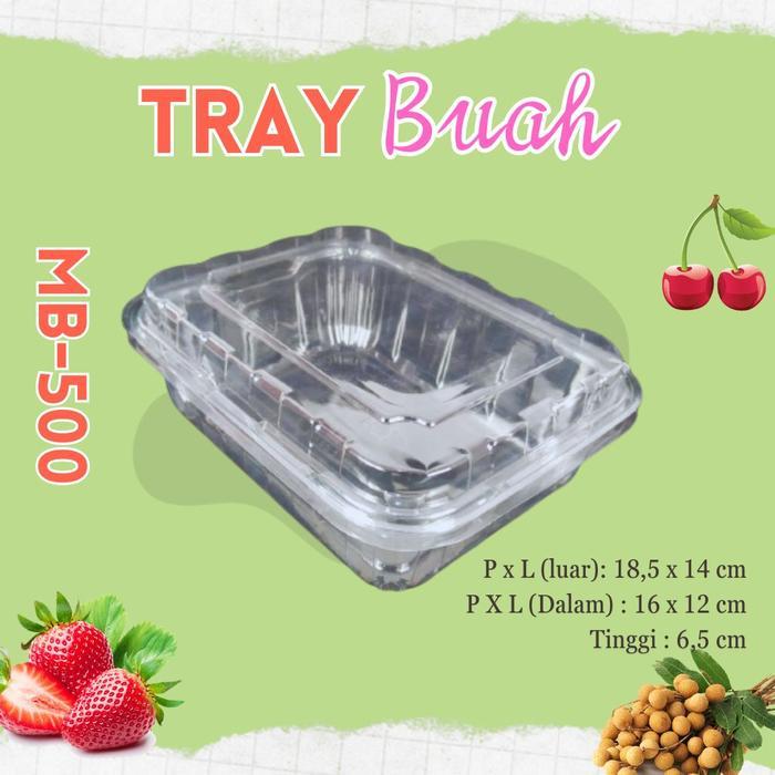 Ada Stok Tray Mika Buah Strawberry 500 gr isi 25 pcs mb 500