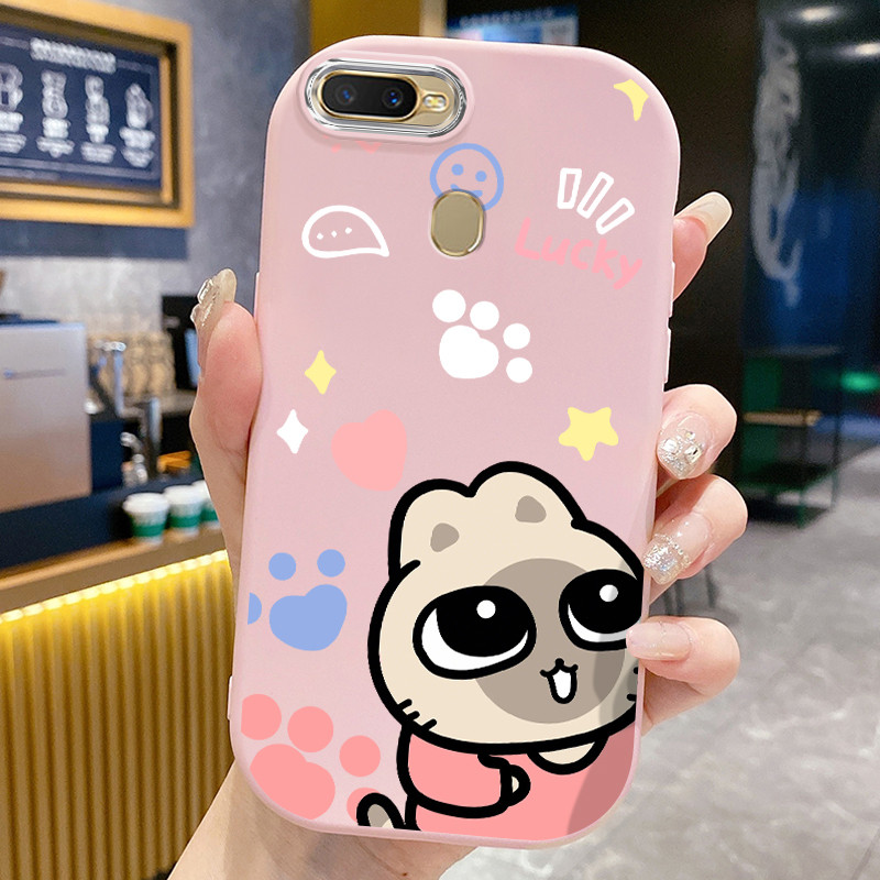 Casing Hp Untuk OPPO A7 A5s A12 A12s A11k Case Casing Anjing telinga panjang pola Kerang gemuk ponse