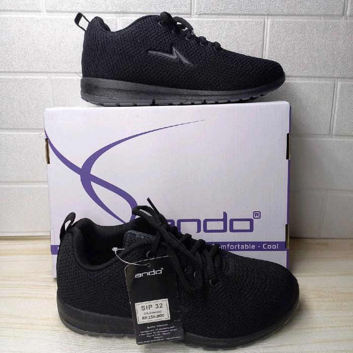 ando sip sekolah Sepatu Sekolah Hitam Model Slip-On dengan Insole Empuk, Tersedia Ukuran 37-40 untuk
