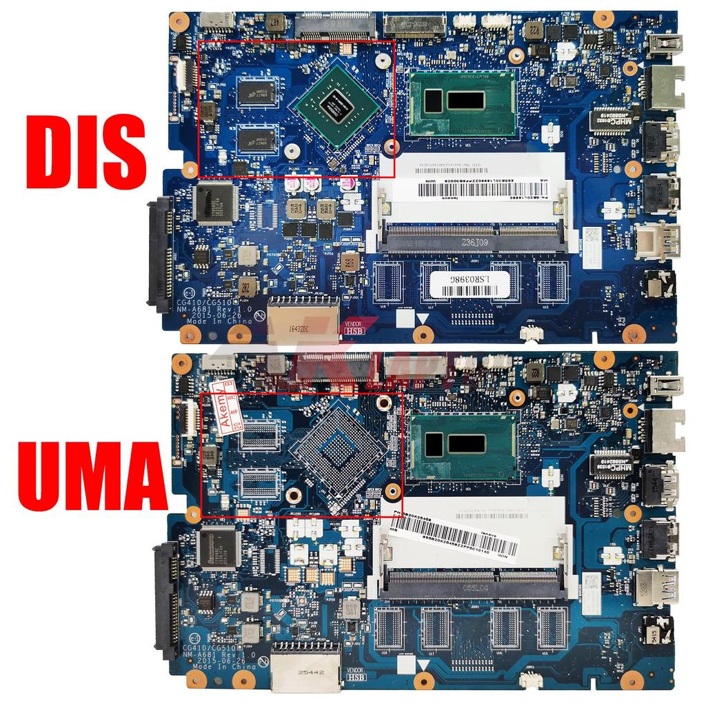 . Nm-A681 Motherboard 3825U I3 I5 I7 Cpu 0Gb Ram For Lenovo Ideapad -