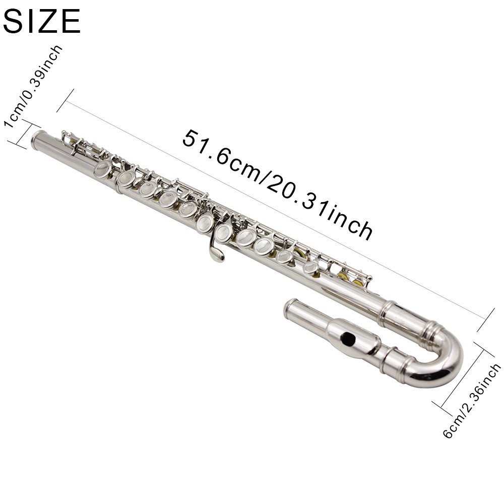 SLADE 16 Hole Flute Nickel Plated Children's Straight & Curved Head Joints Flute Professional