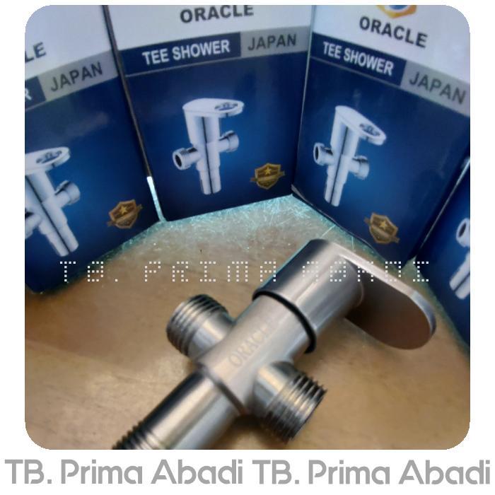 Stop kran angle T cabang dua valve 1/2 in Stainless ORACLE