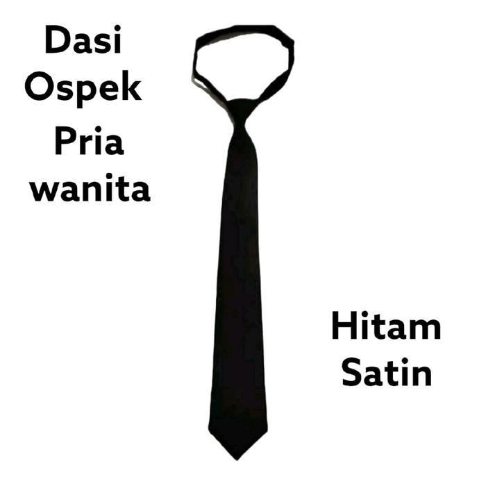 Dasi Instan Perekat untuk Wisuda Ospek Magang Hitam Doff dan Satin - Hitam Satin
