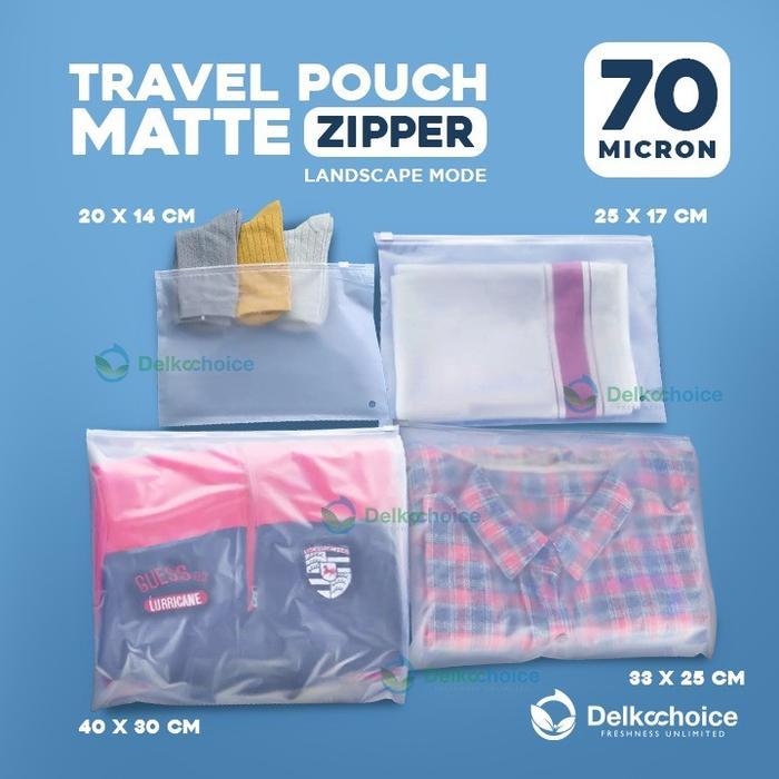 PLASTIK ZIPPER POUCH PACKING BAJU SEPATU FASHION TRAVELING POLOS
